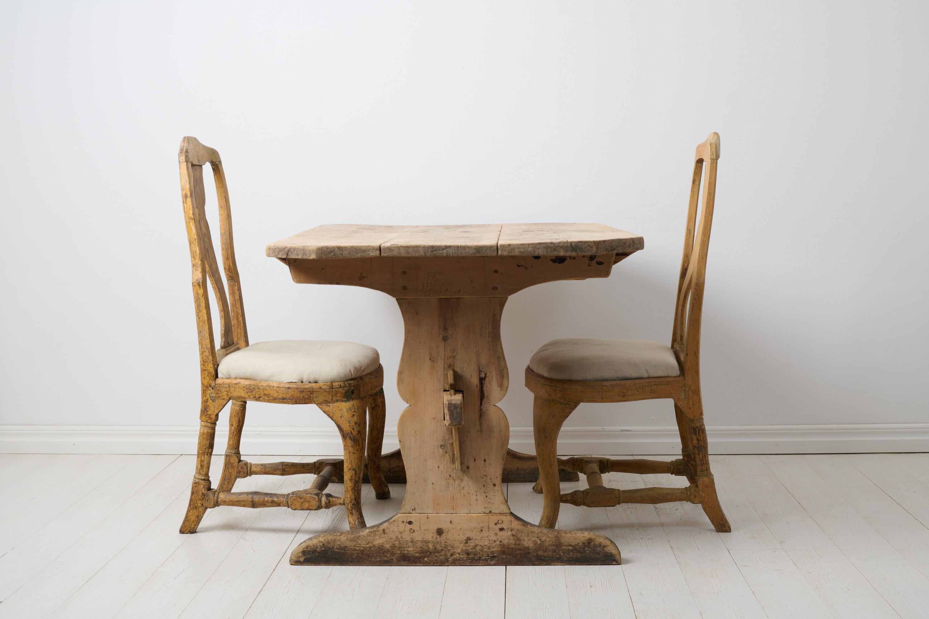 Pine Antique Genuine Swedish Country Dining or Work Rustic Wood Trestle Table For Sale