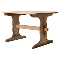 Used Genuine Swedish Country Dining or Work Rustic Wood Trestle Table