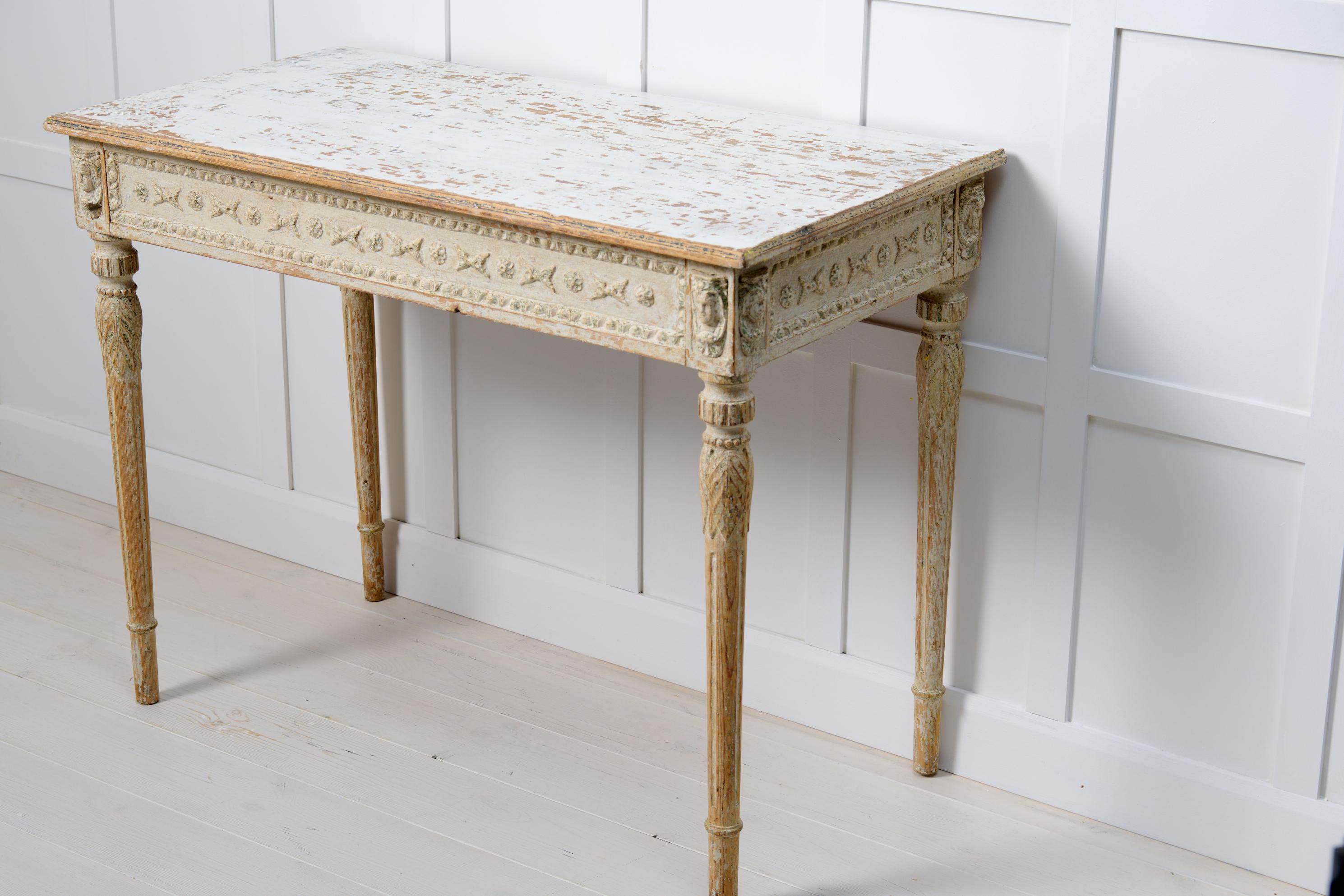 Antique Genuine Swedish Gustavian Detailed Decorated Console Table For Sale 1