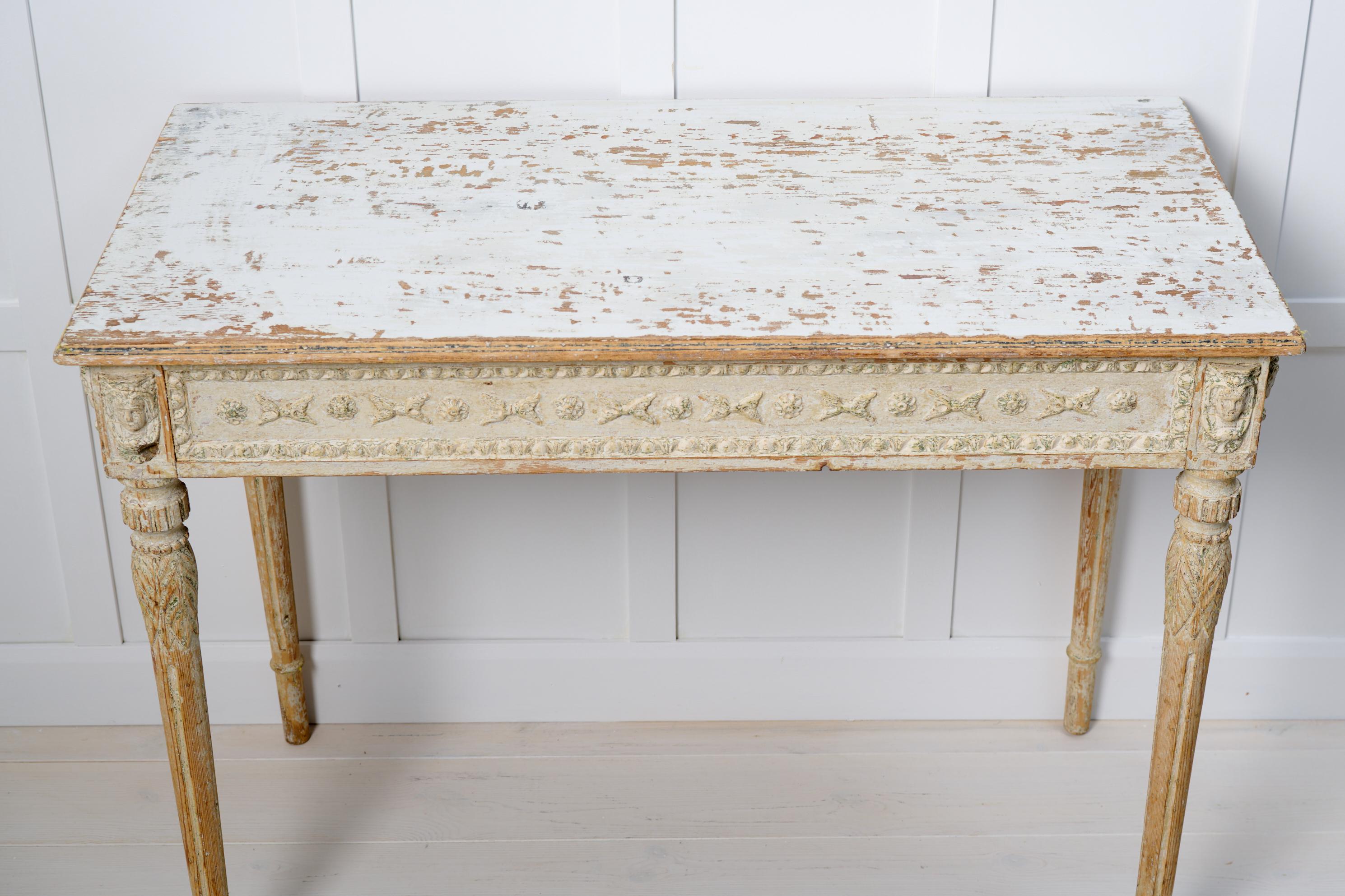 Antique Genuine Swedish Gustavian Detailed Decorated Console Table For Sale 2