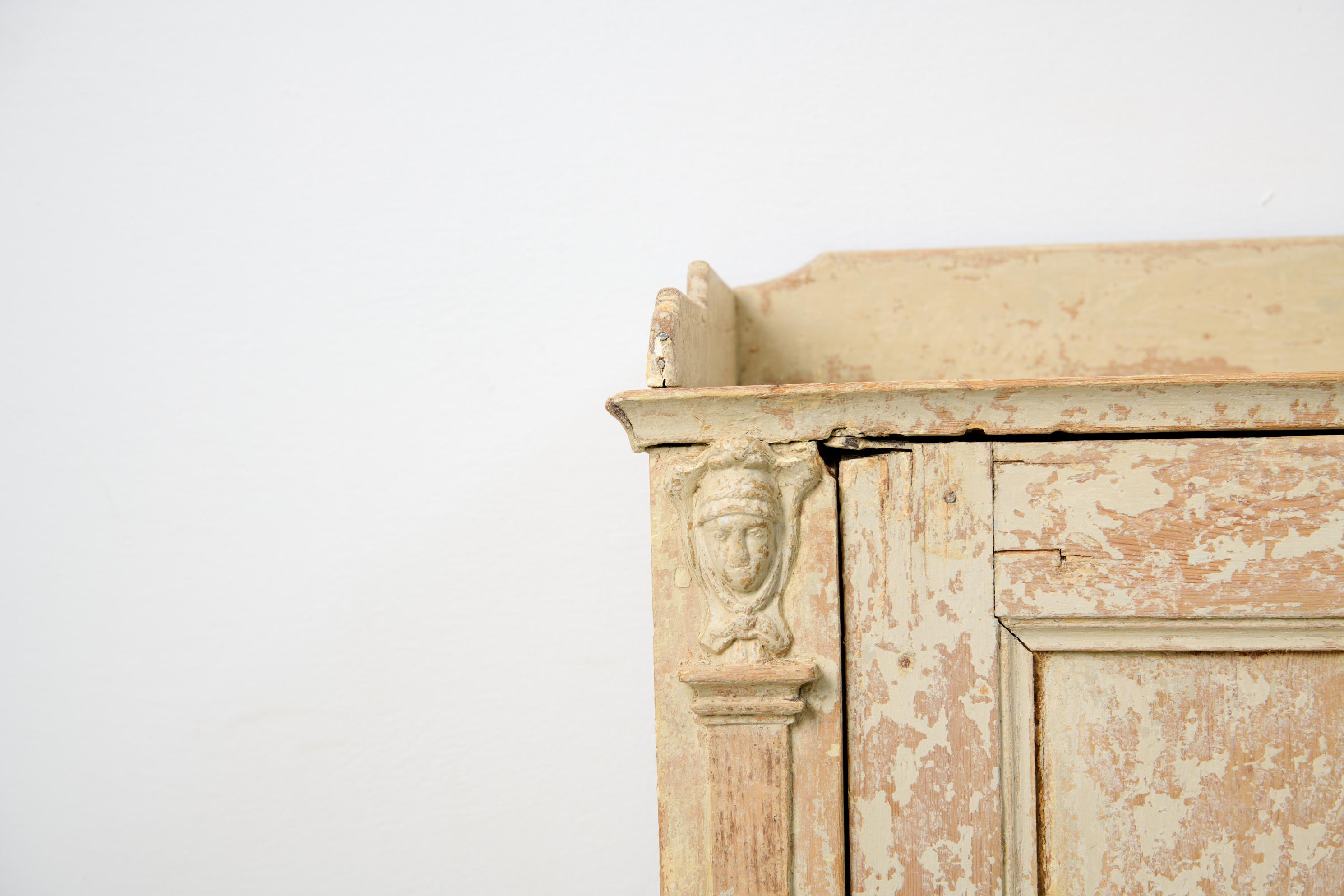 Antique Genuine Swedish Gustavian Neoclassical Handmade Pine Sideboard For Sale 8