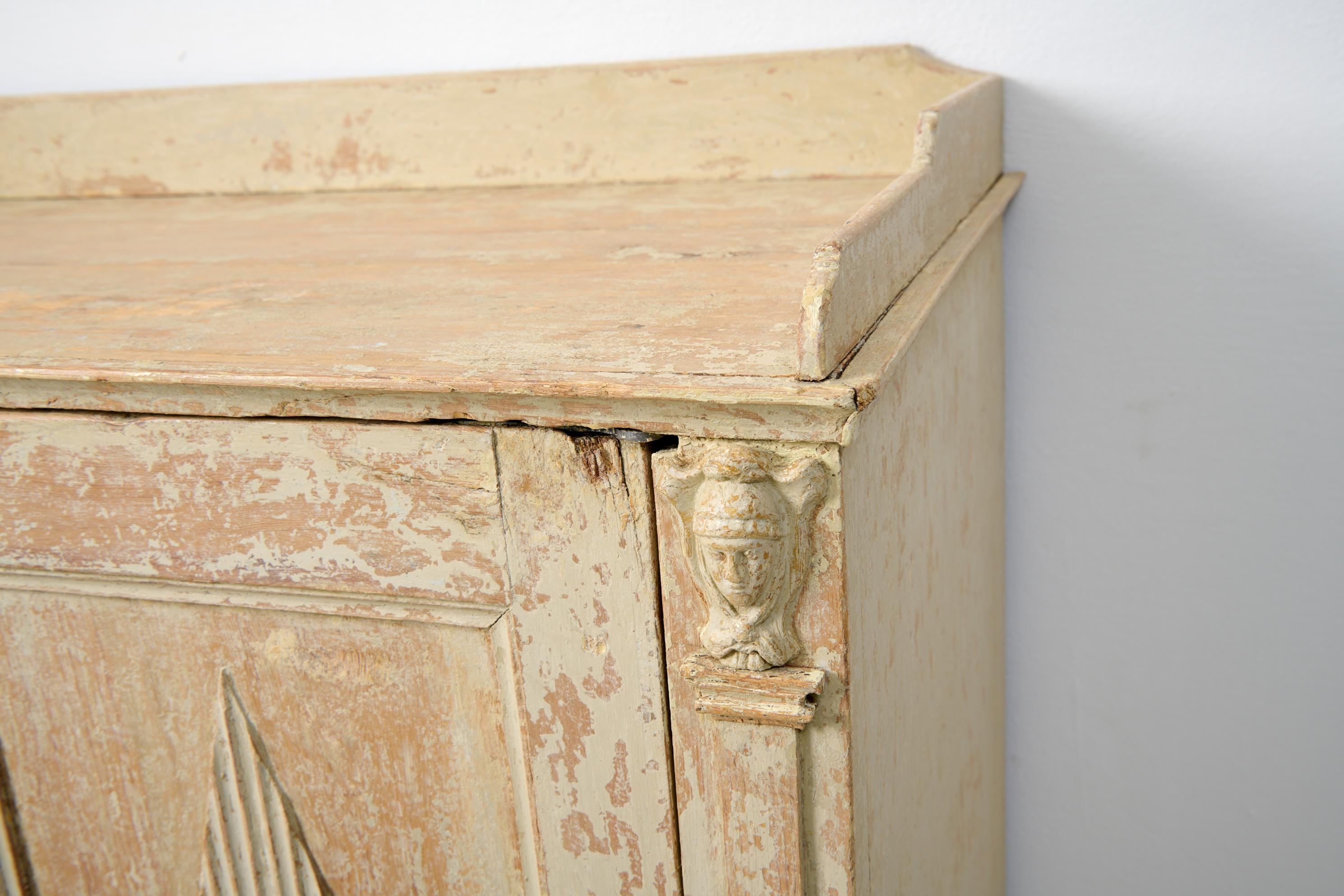 Antique Genuine Swedish Gustavian Neoclassical Handmade Pine Sideboard For Sale 9