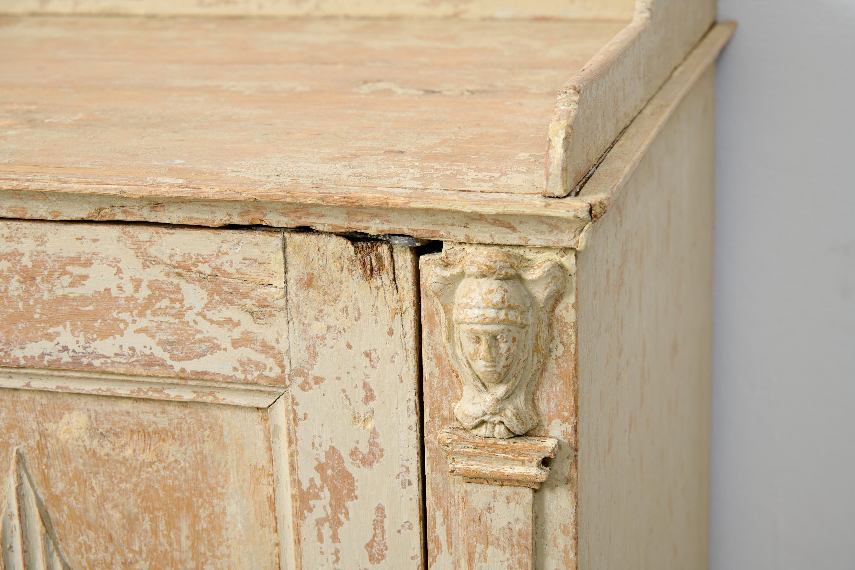 Antique Genuine Swedish Gustavian Neoclassical Handmade Pine Sideboard For Sale 10