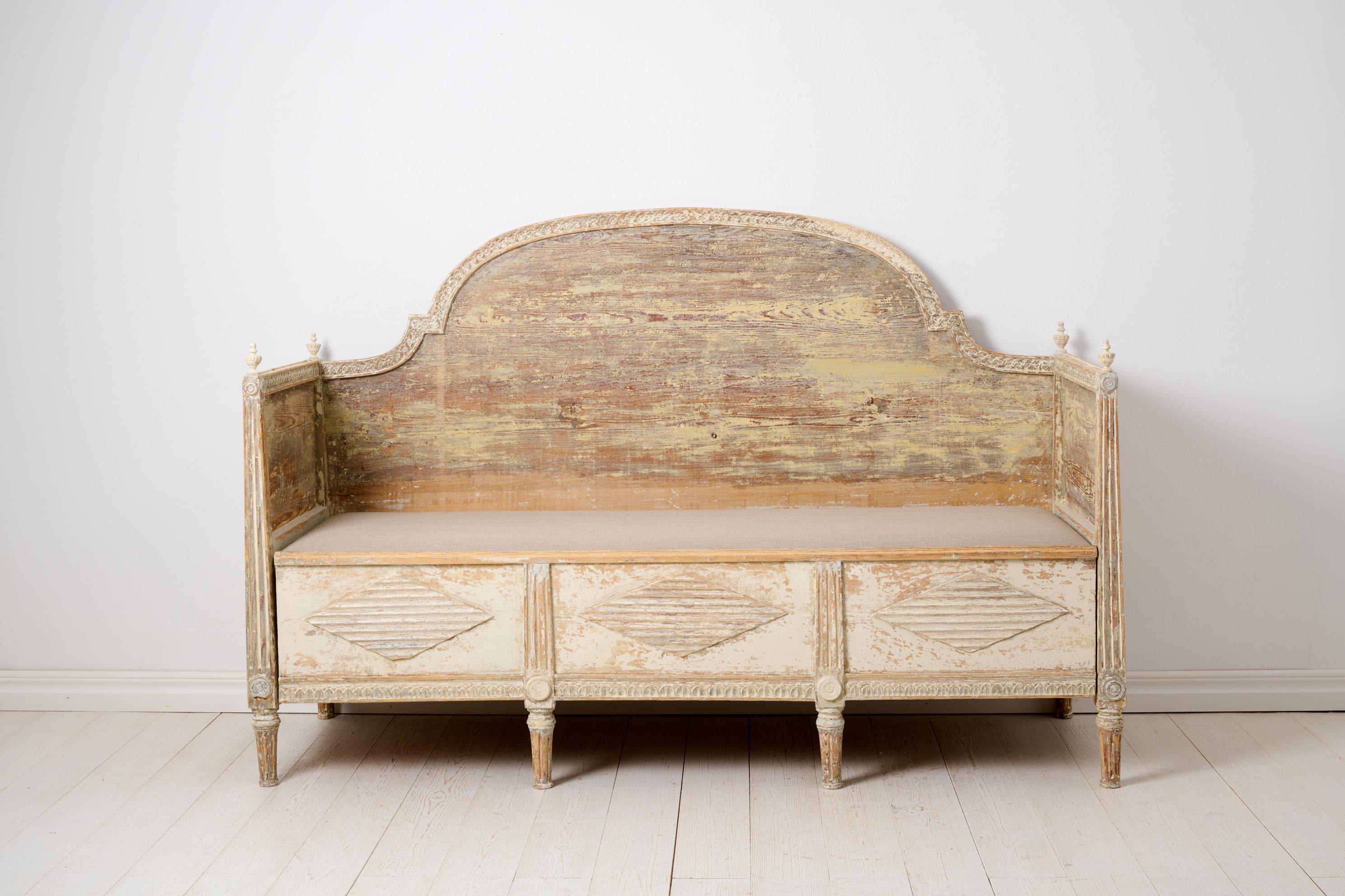 Hand-Crafted Antique Genuine Swedish Gustavian Style Country House Bench or Sofa For Sale