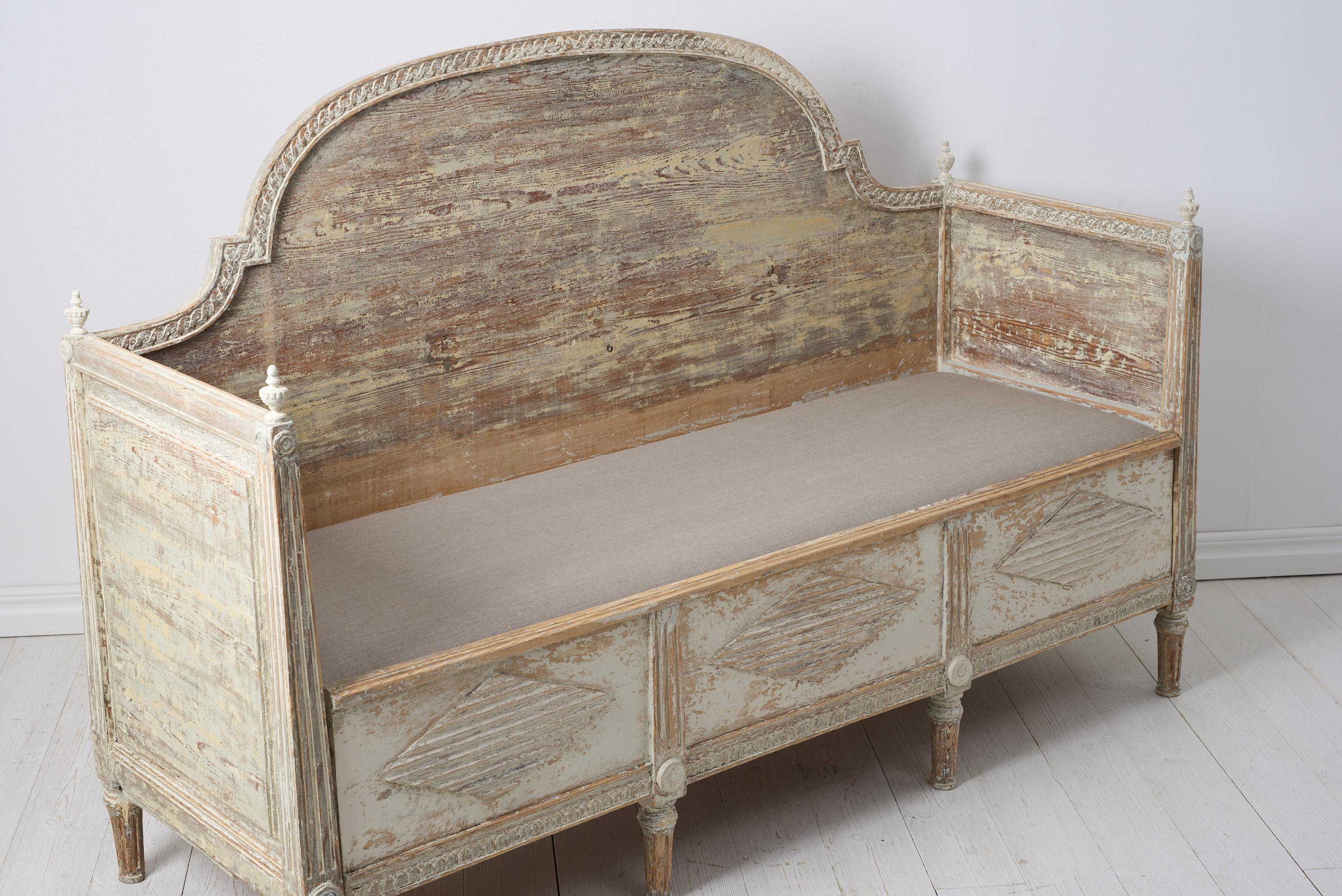 Antike echte schwedische Landhausbank oder Sofa im Gustavianischen Stil (Handgefertigt) im Angebot