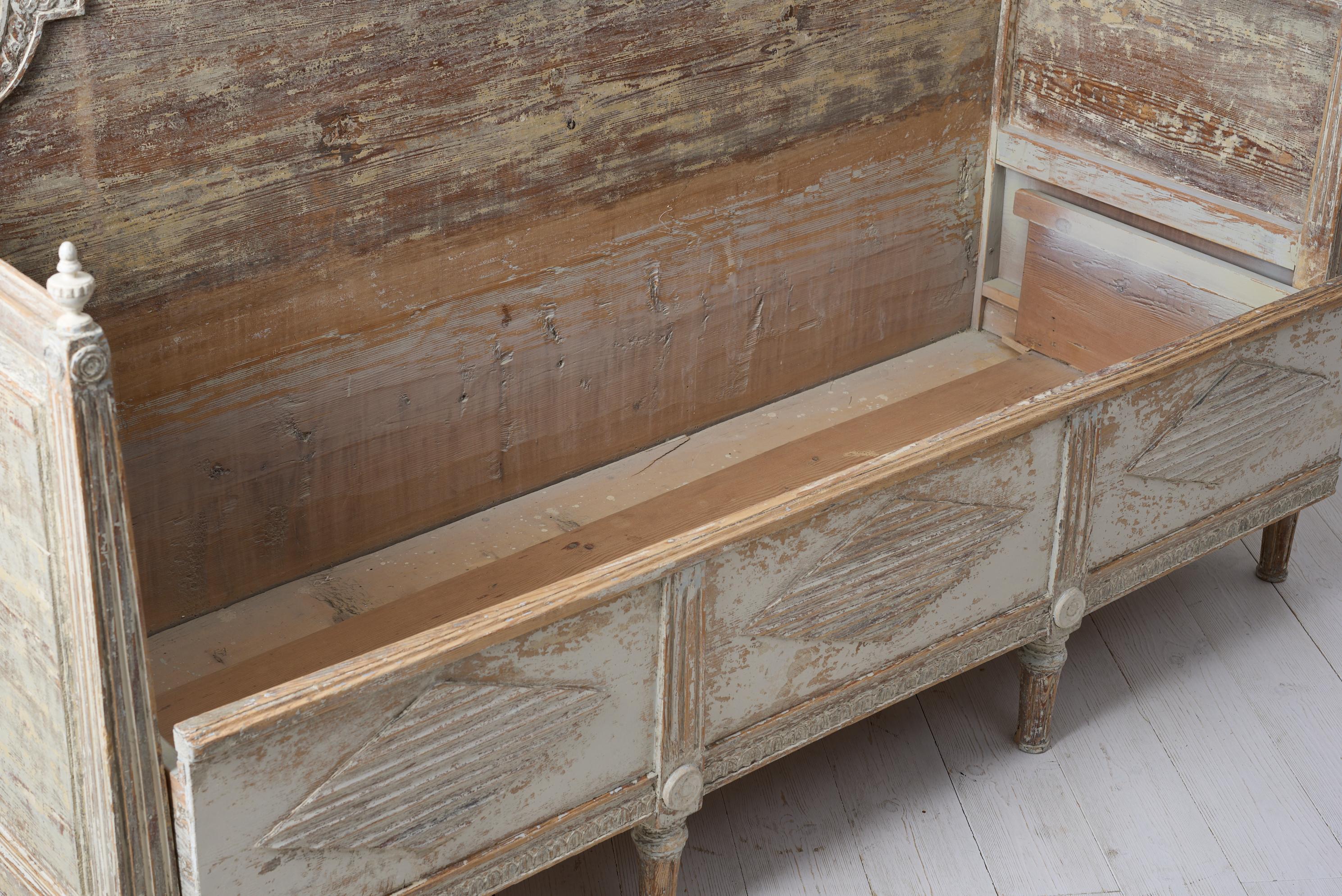 Antique Genuine Swedish Gustavian Style Country House Bench or Sofa For Sale 3