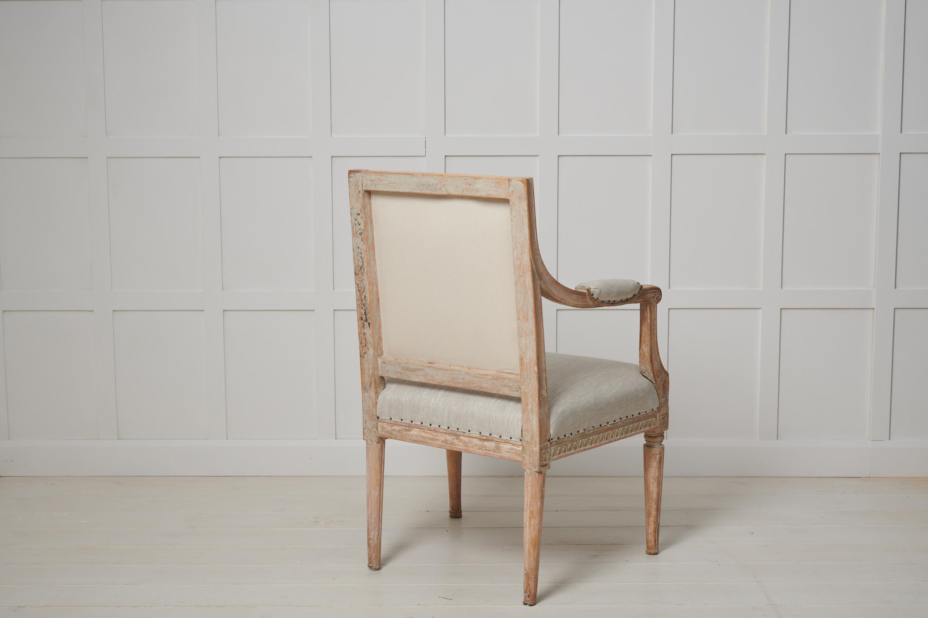 18th Century Antique Genuine Swedish Gustavian Upholstered Armchair For Sale