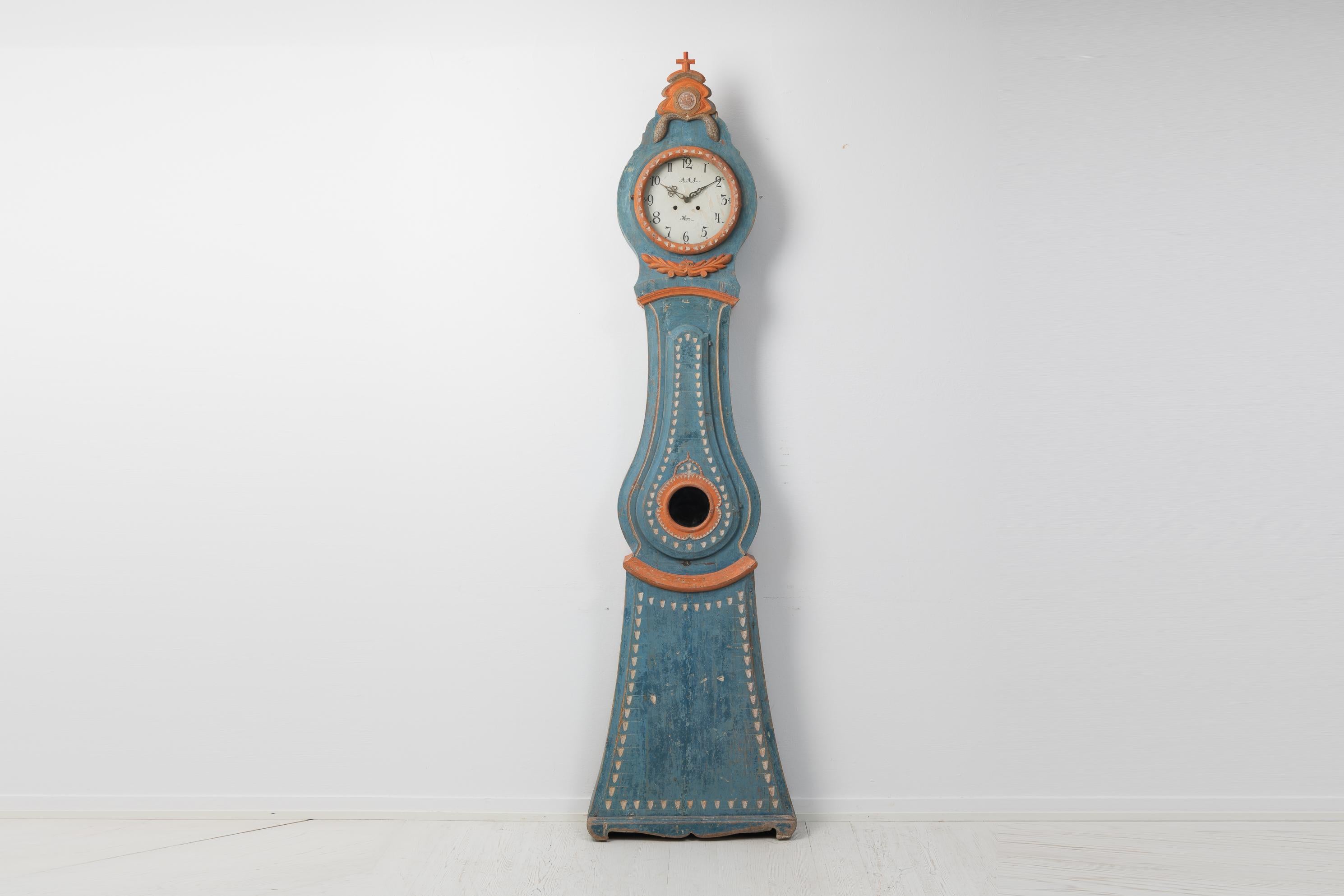 Antique Genuine Swedish Pine Long Case Clock For Sale 2