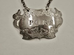 Antique Geo 11 Silver Escutcheon Shaped Port Label Sandylands Drinkwater C.1745