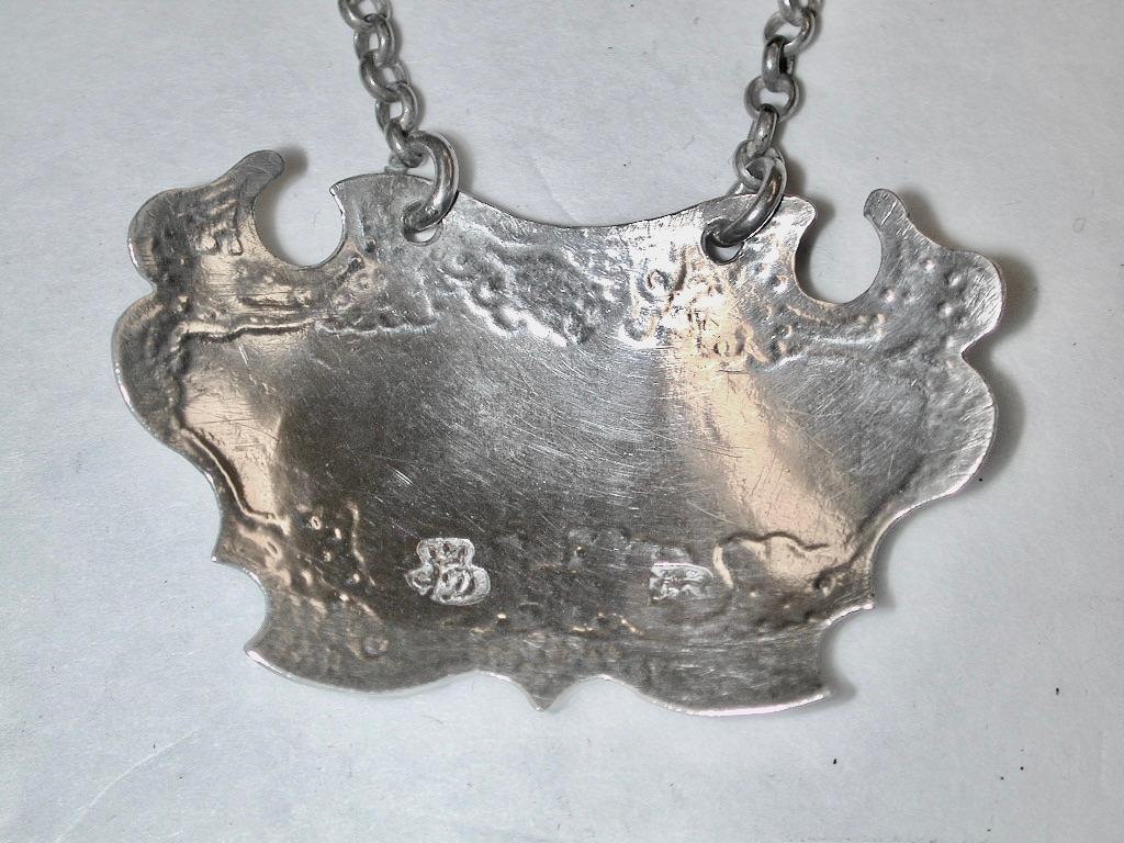English Antique Geo 11 Silver Escutcheon Shaped Port Label Sandylands Drinkwater C.1745 For Sale