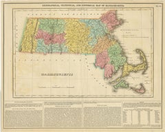 Antique Geographical, Historical and Statistical Map of Massachusetts, 1822