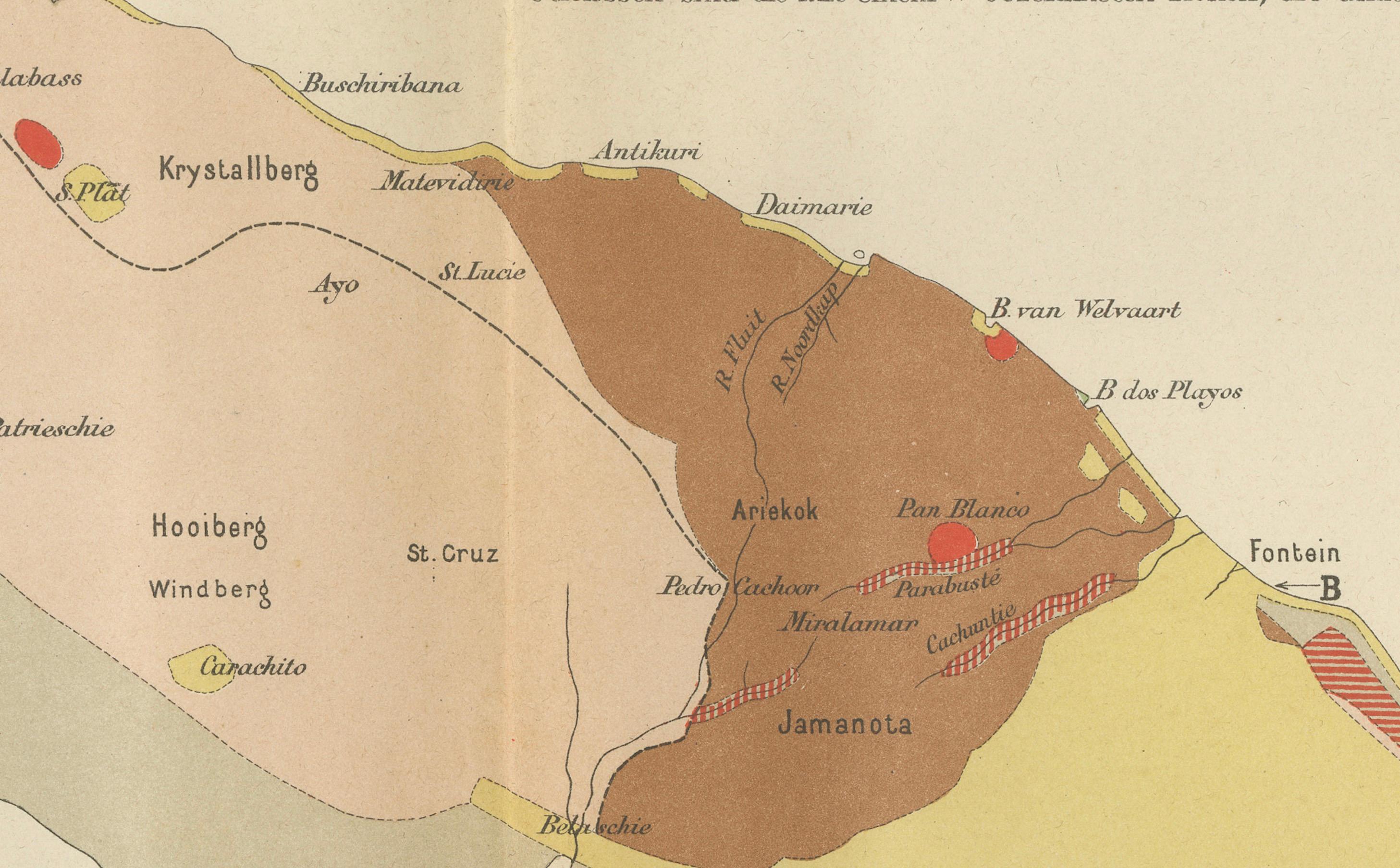 Antique Geological Map of Aruba - Dutch West Indies by Karl Martin, 1888