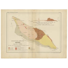 Antique Geological Map of Aruba - Dutch West Indies by Karl Martin, 1888