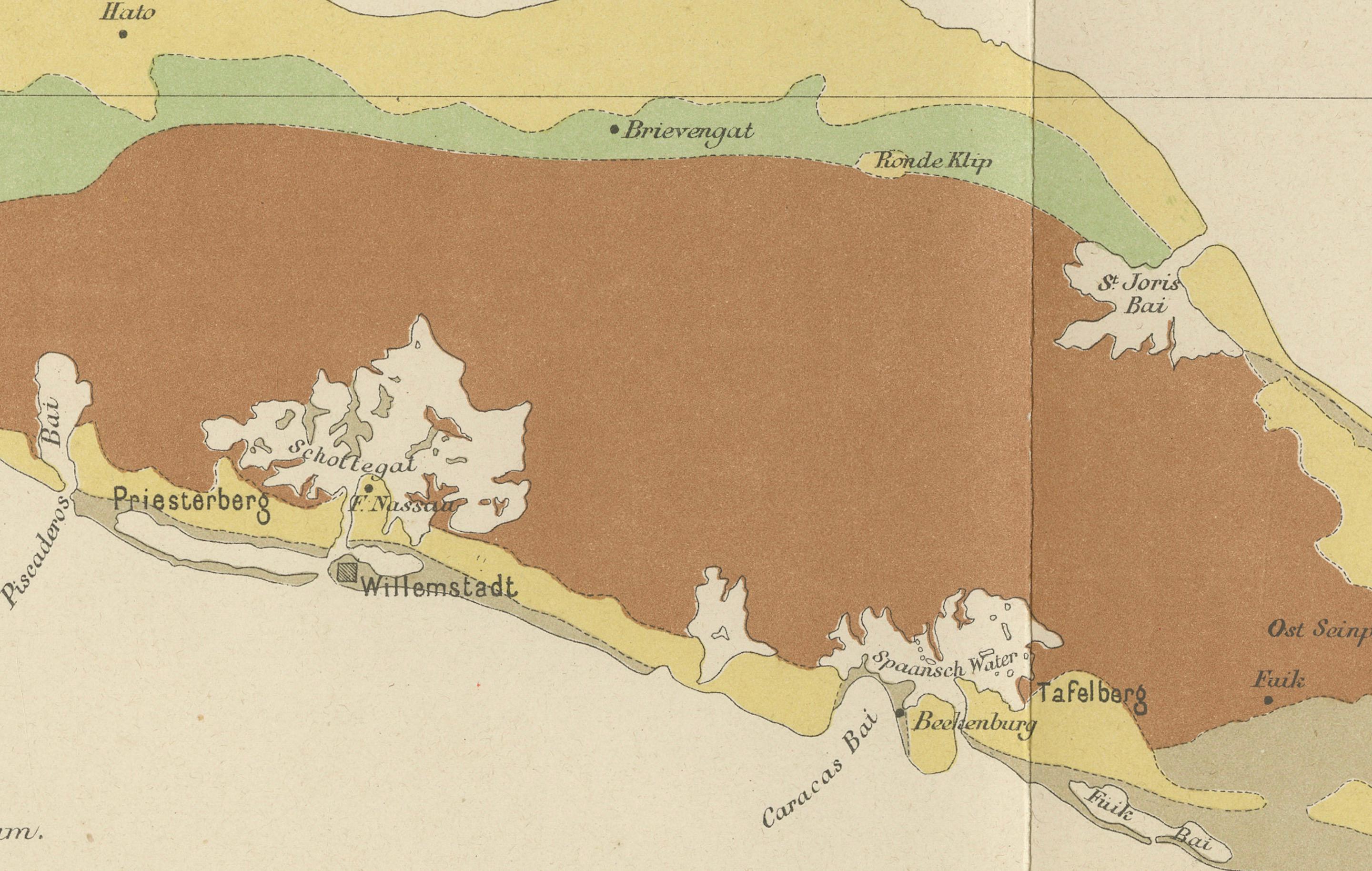 Antique Geological Map of Curaçao - Hand Colored Dutch Caribbean, 1888