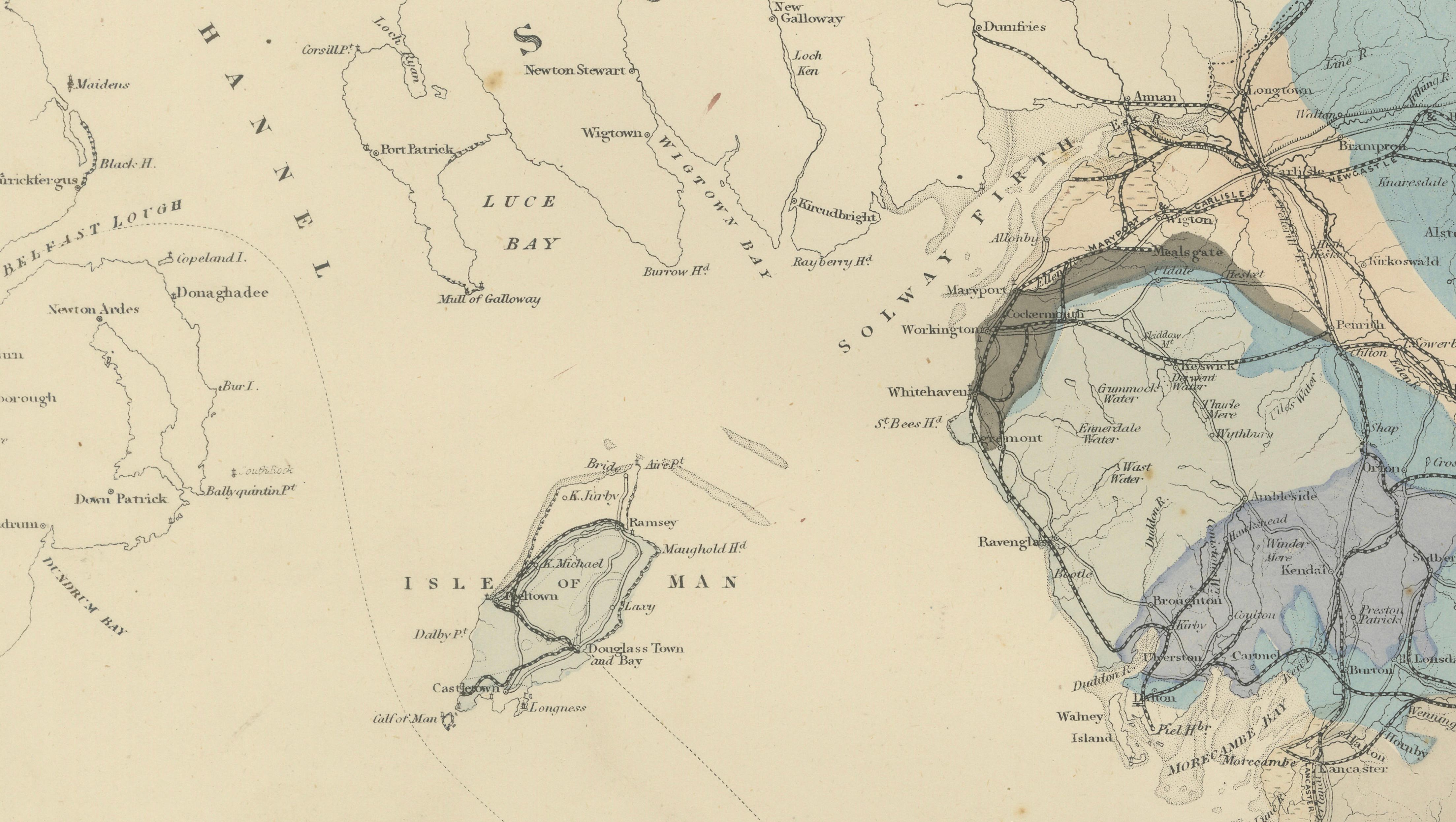 Antique Geological Map of England & Wales, Hand-Colored, c.1880