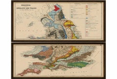 Antique Geological Map of England & Wales, Hand-Colored, c.1880