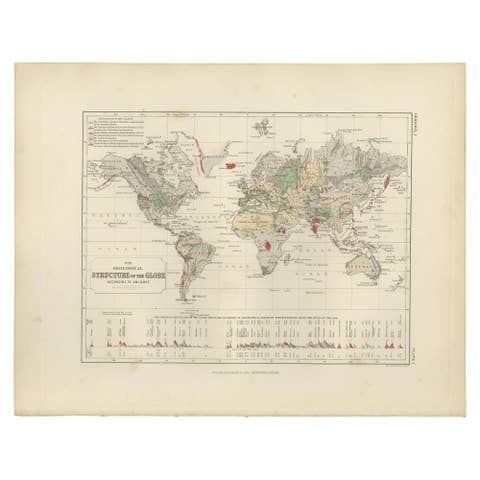 Antique Geological Map of the World by Johnston '1850'