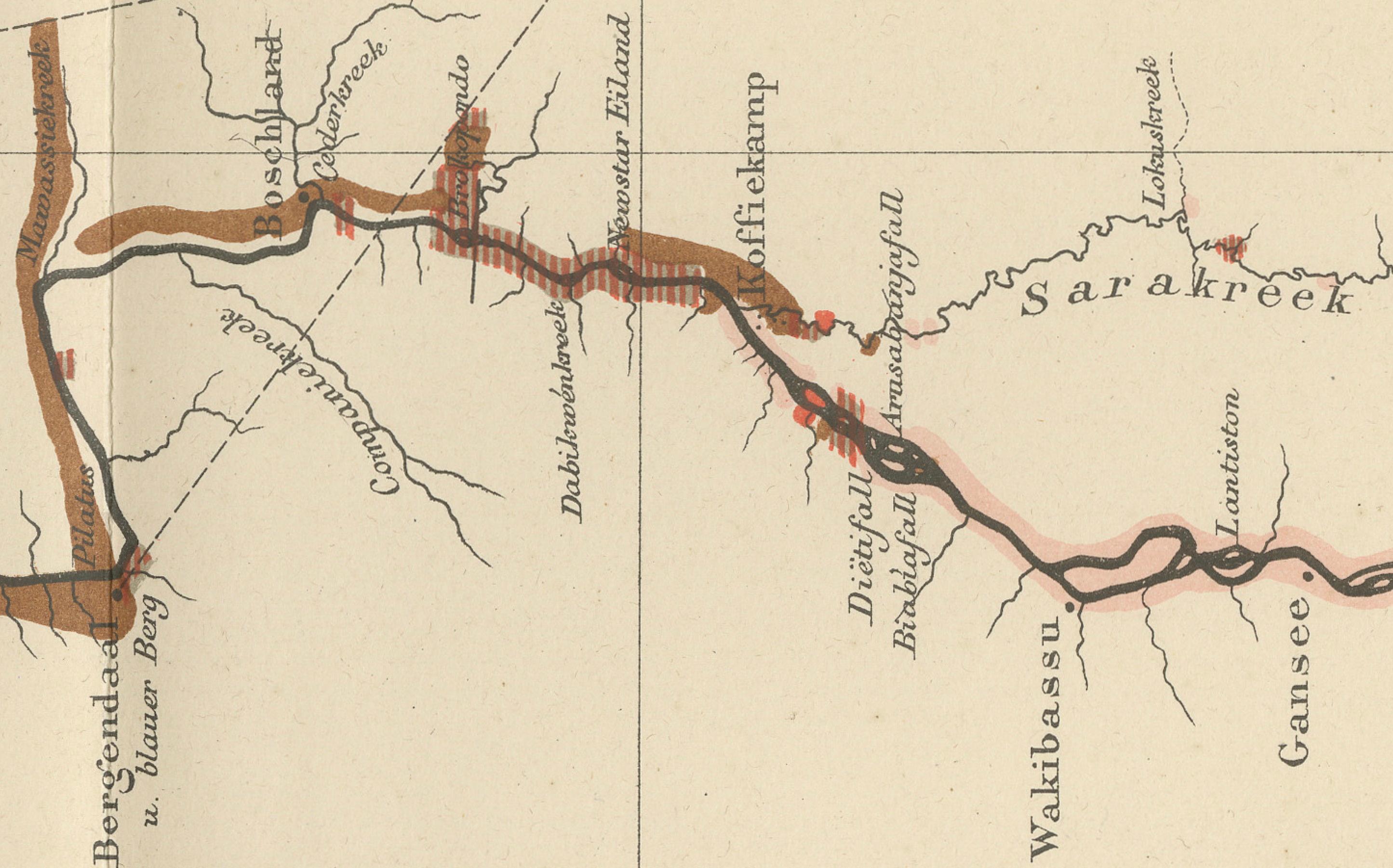 Antique Geological Survey Map of Surinam 1888 Hand Colored, Rare In Good Condition For Sale In Langweer, NL