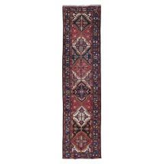 Antique Geometric and Floral Design Hand Woven Wool Runner - Late 19th Century