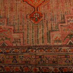 Antique Qashqai Persian Rug in Beige-Brown with Red Medallions, from Rug & Kilim