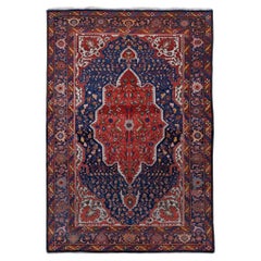 Antique Geometric Design Hand Woven Wool Rug - Early 20th Century