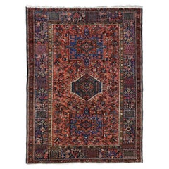 Antique Geometric Design Hand Woven Wool Rug - Early 20th Century