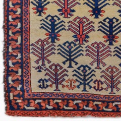 Antique Geometric Design Hand Woven Wool Rug - Late 19th Century