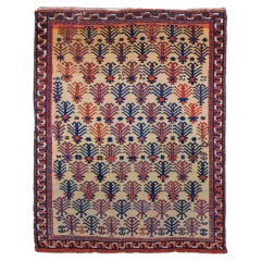 Antique Geometric Design Hand Woven Wool Rug - Late 19th Century