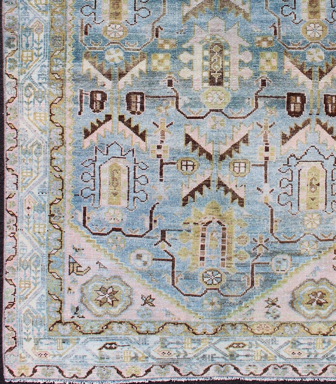 pink blue green rug