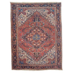 Antique Geometric Design Wool Carpet - Late 19th Century