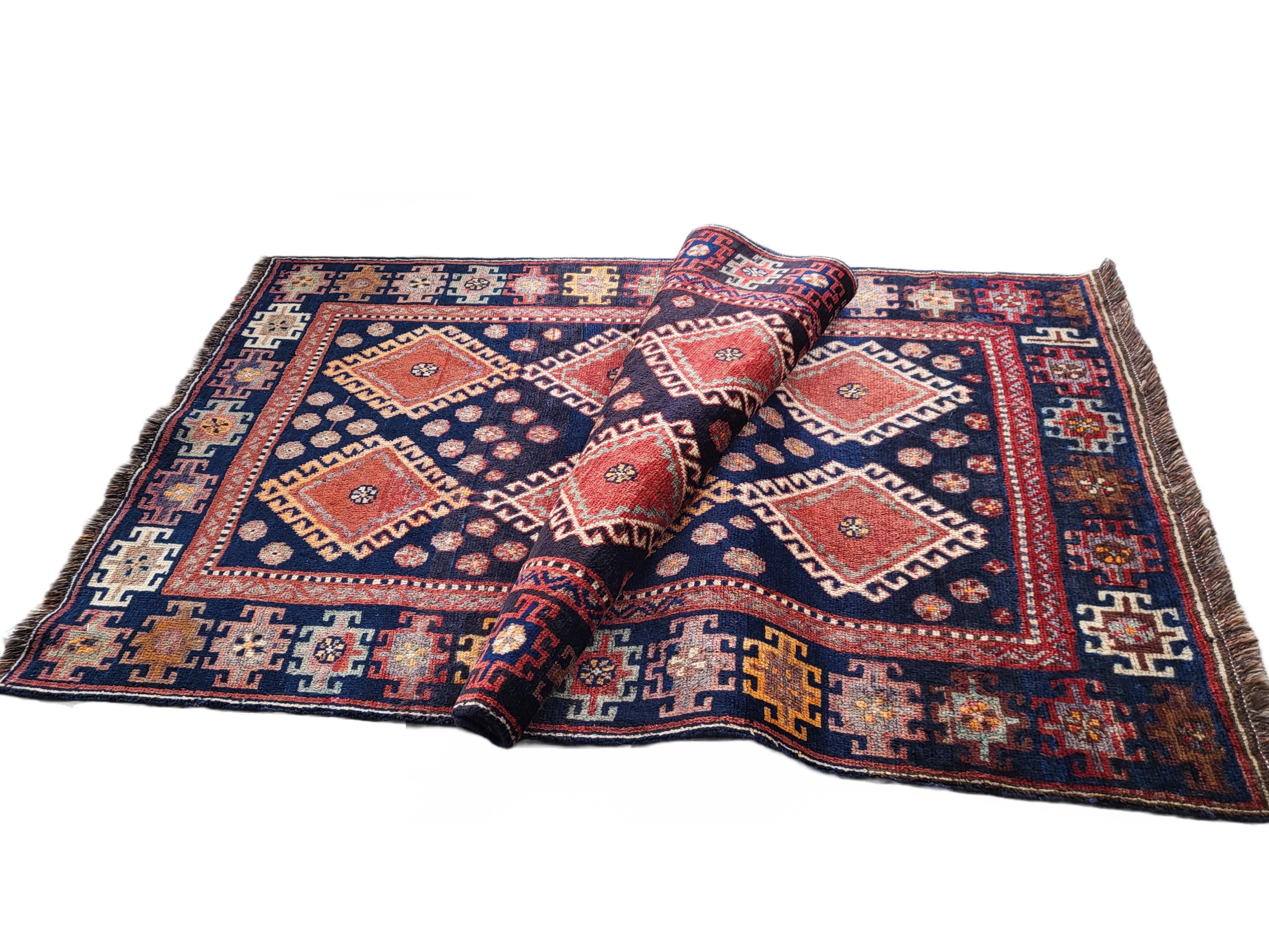 Hand-Knotted Antique Geometric Lori - Nomadic Persian Rug For Sale