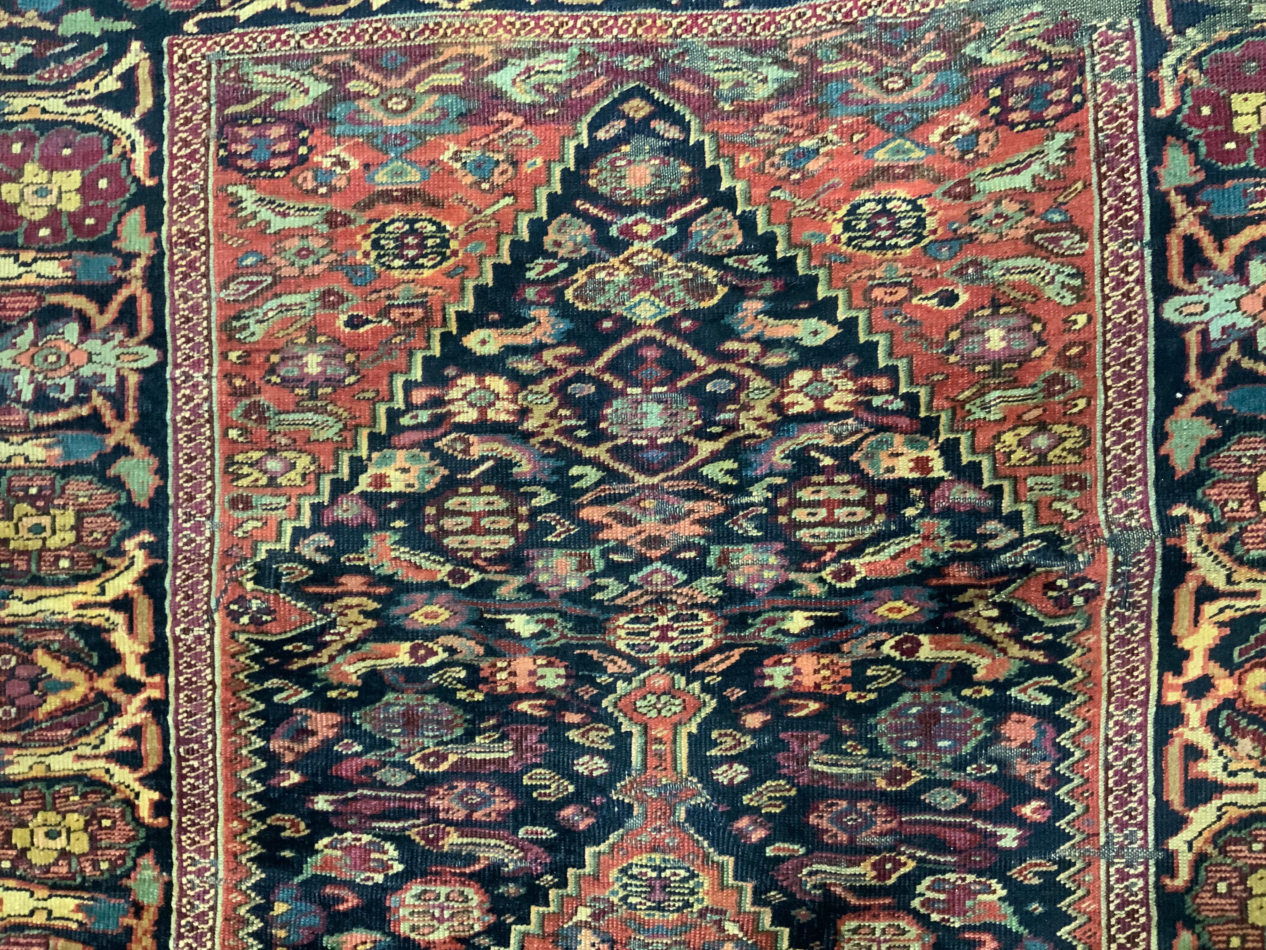 Antique Geometric Motifs Persian Rug For Sale 4