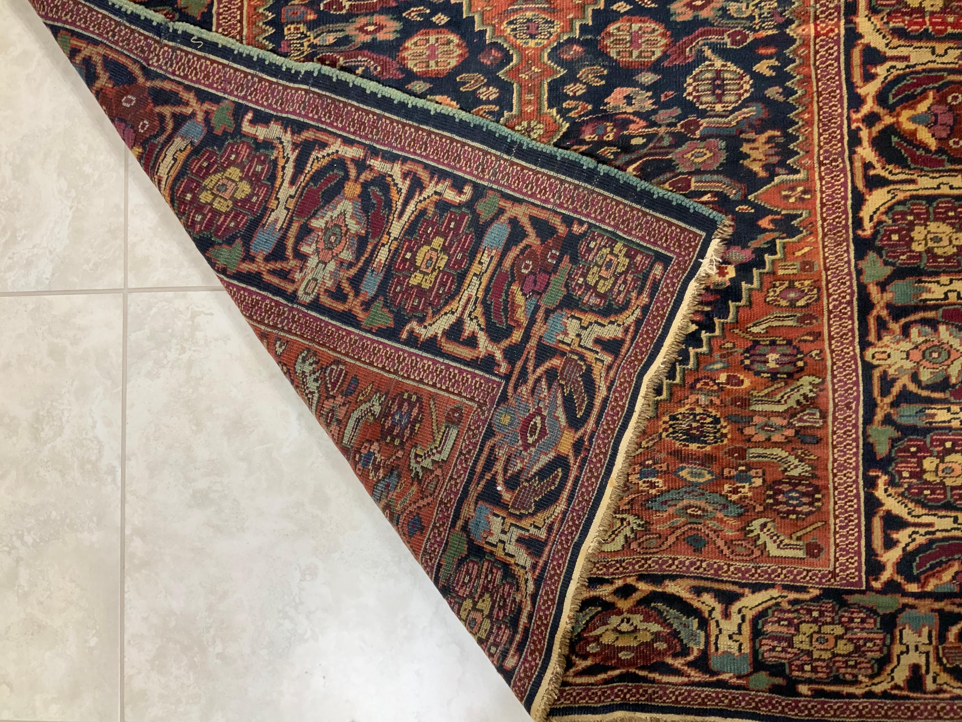 Antique Geometric Motifs Persian Rug For Sale 7