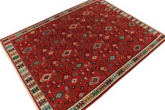 Antique Geometric Red and Beige Wool Kilim Rug by Rug & Kilim