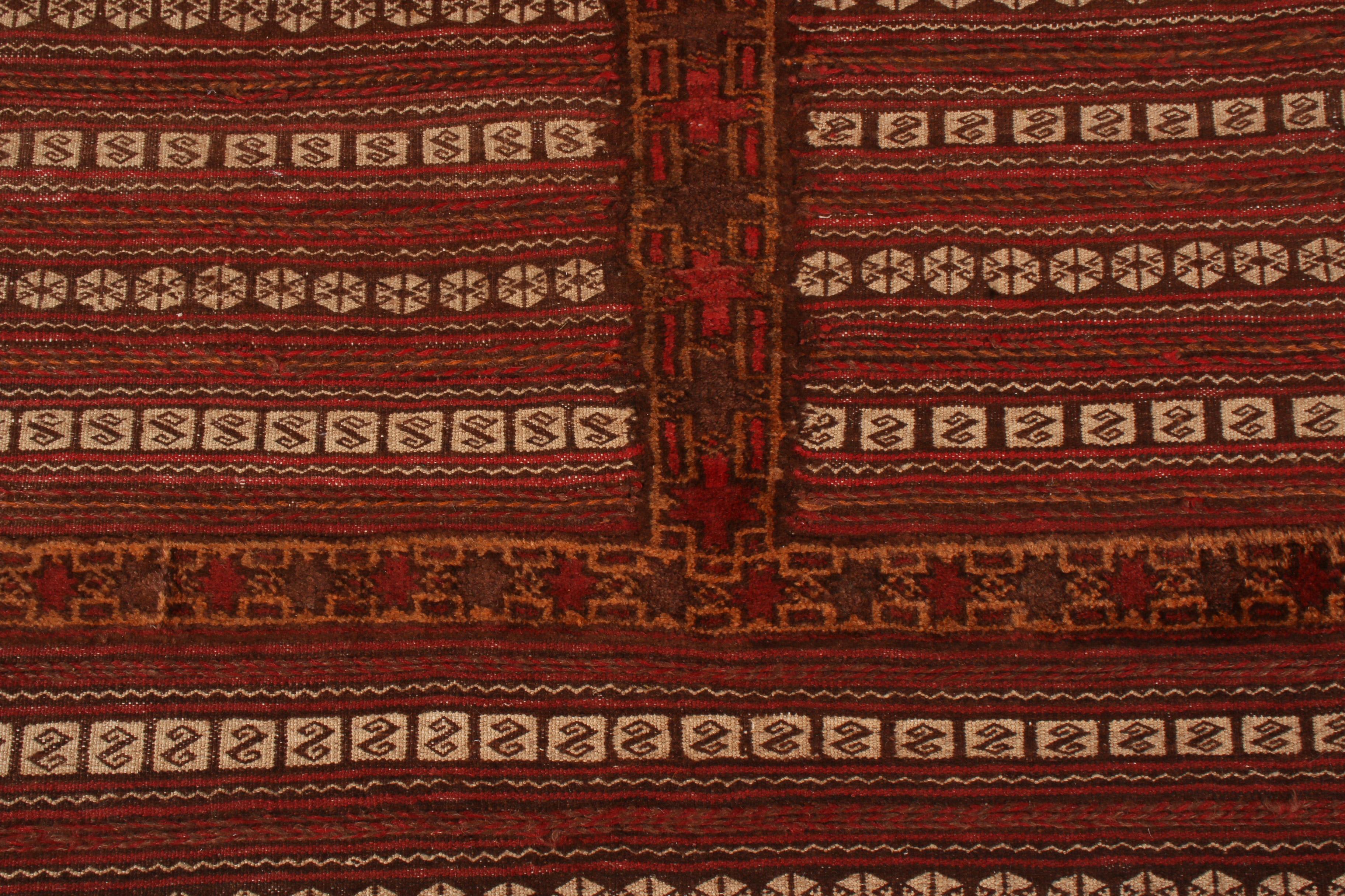 Afghan Antique Geometric Red and Brown Wool Kilim Rug by Rug & Kilim For Sale