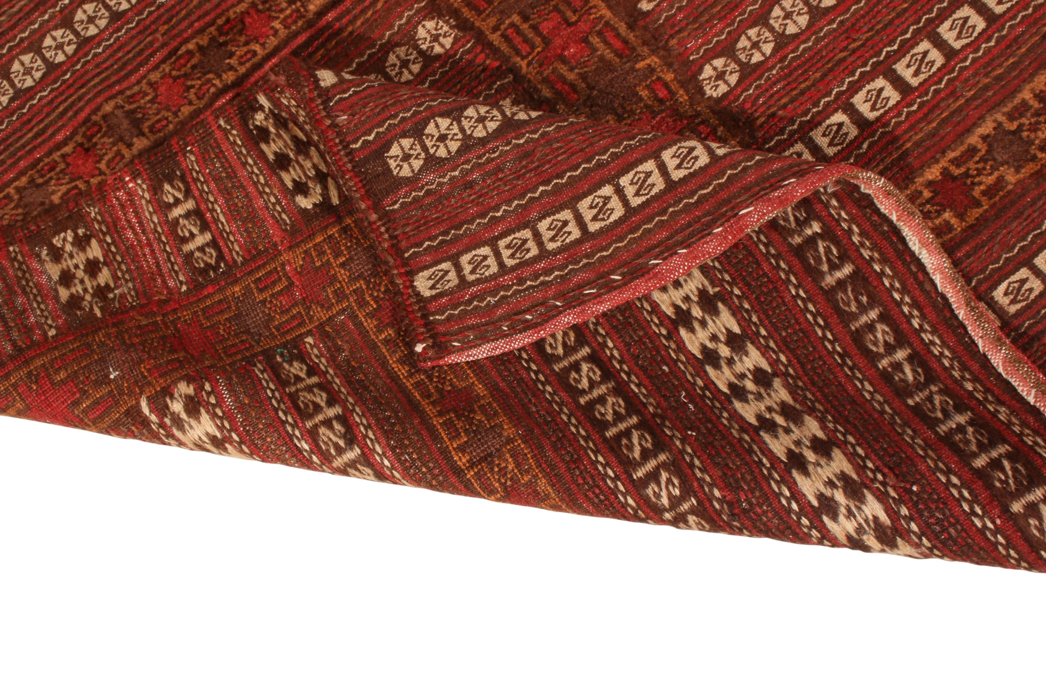 Antique Geometric Red and Brown Wool Kilim Rug by Rug & Kilim In Good Condition For Sale In Long Island City, NY