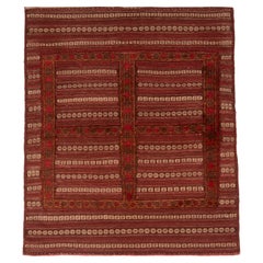 Tapis Kilim géométrique ancien en laine rouge et marron par Rug & Kilim