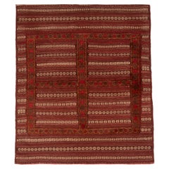 Antique Geometric Red and Brown Wool Kilim Rug by Rug & Kilim