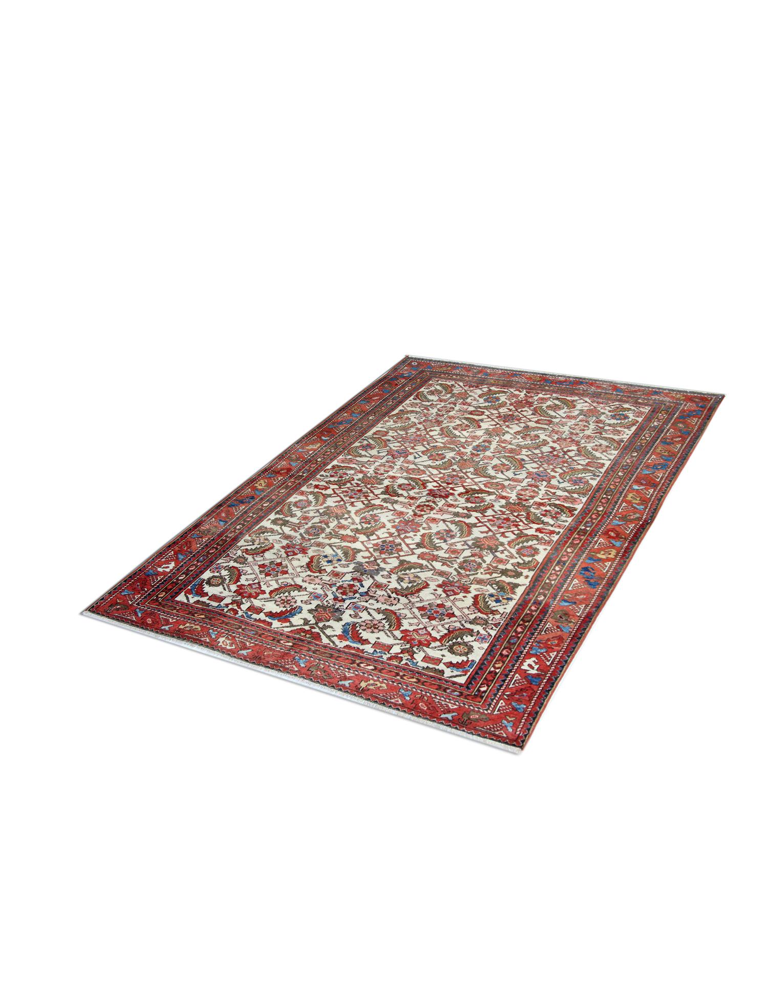 Country Antique Geometric Rug Handwoven Oriental Cream Bedroom Rug For Sale