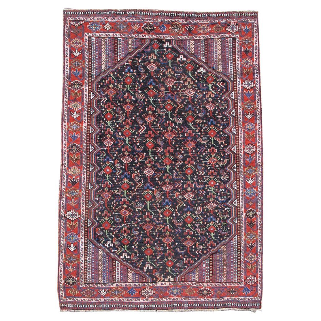 Antique Geometric Southwest Persian Khamseh Rug, c. 1900