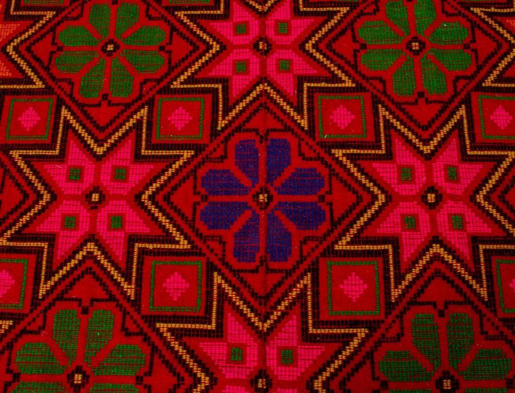 Wool Antique Geometric Star Carpet Rug, 8' x 5' 2