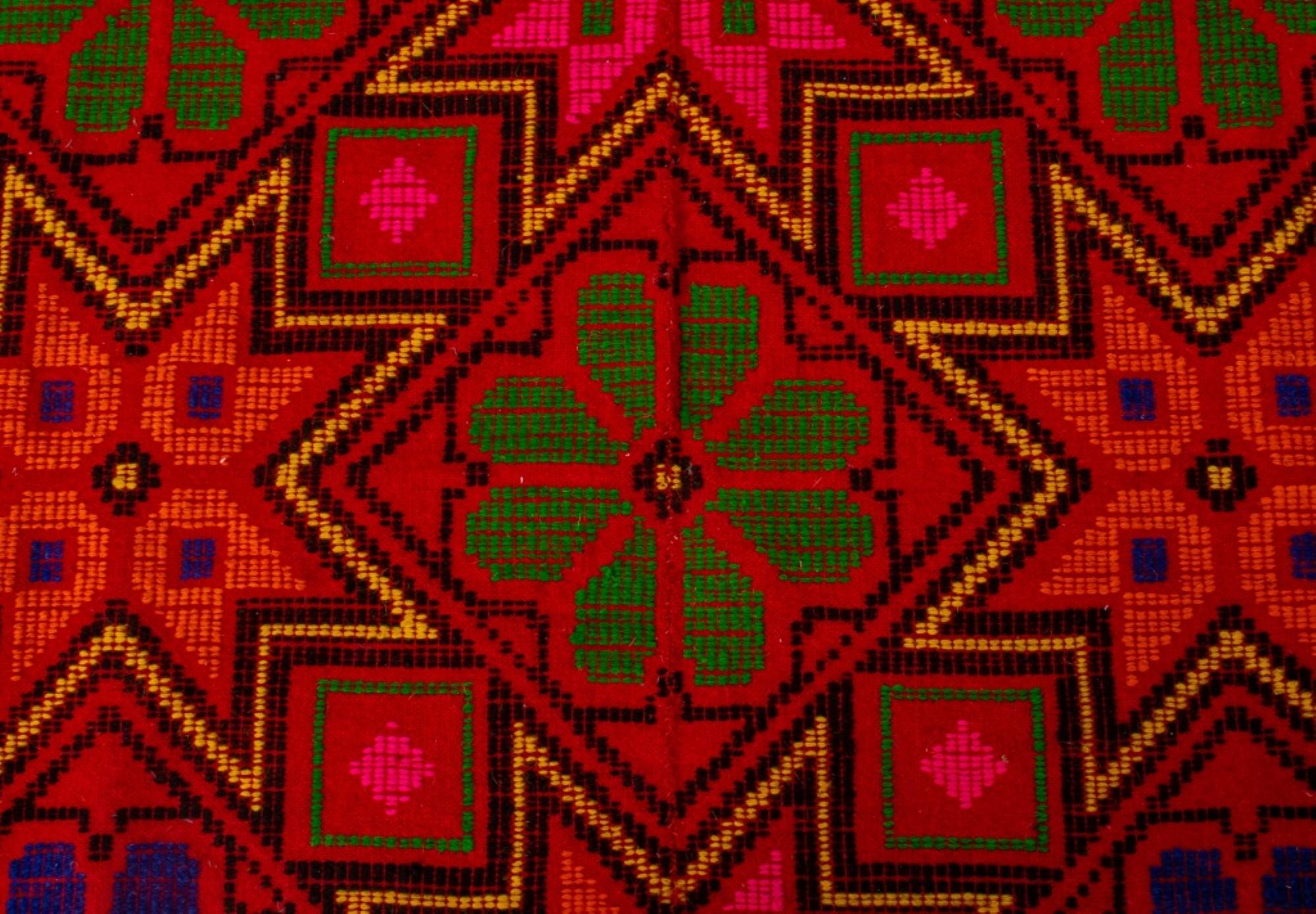 Wool Antique Geometric Star Carpet Rug, 8' x 5' 2