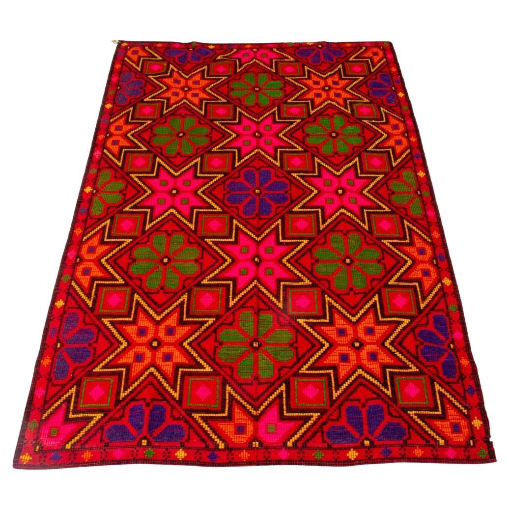 Antique Geometric Star Carpet Rug, 8' x 5' 2" For Sale