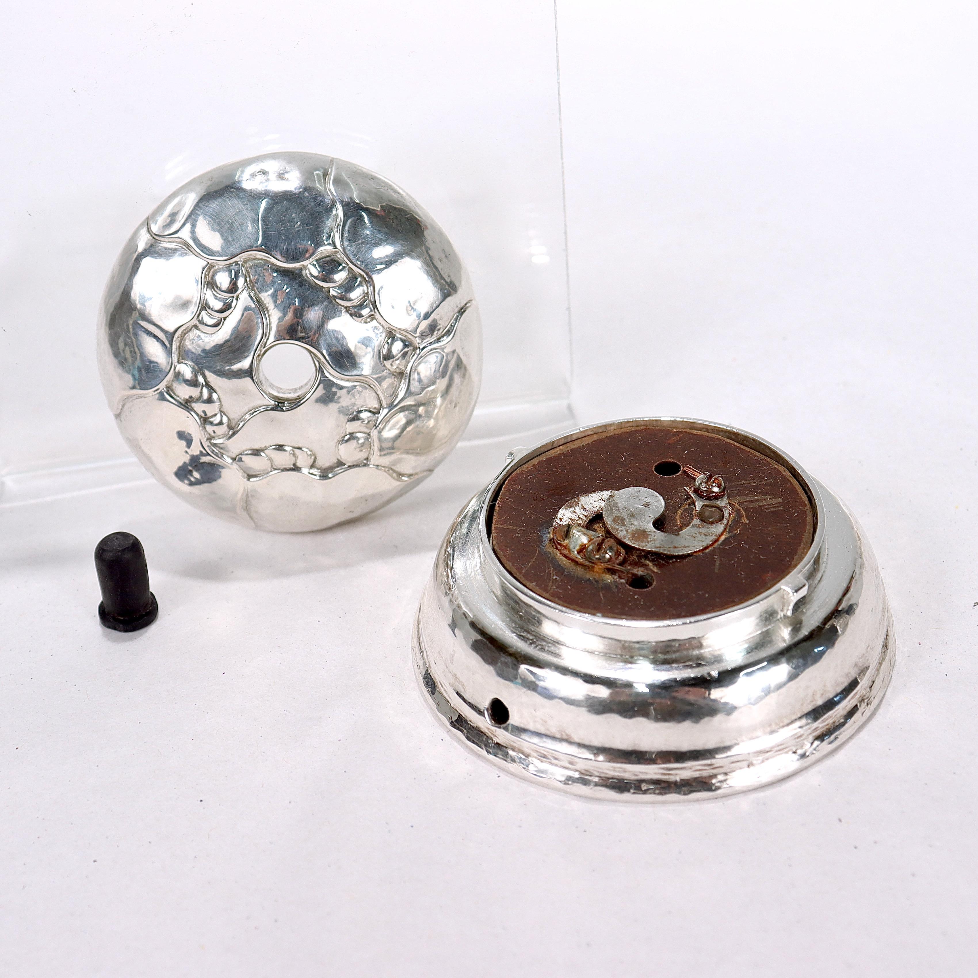 Women's or Men's Antique Georg Jensen Art Nouveau Solid Silver Butler's Bell Push No. 59 For Sale