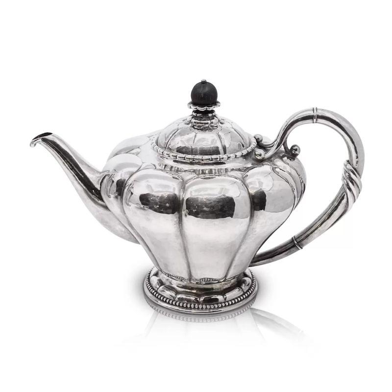 Polished Antique Georg Jensen Art Nouveau Tea & Coffee Service 3 For Sale