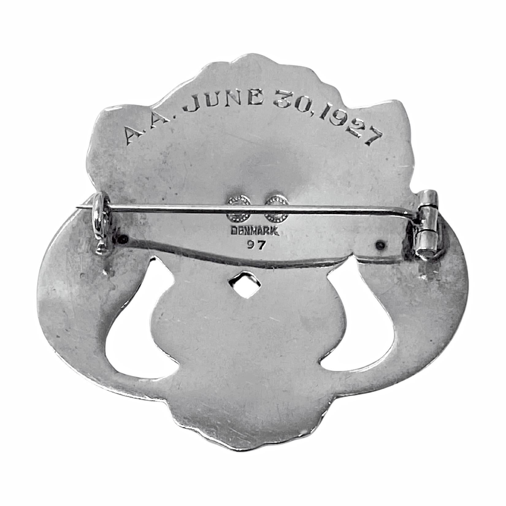 Antike Georg Jensen frühe Brosche 830 std C.1927 für Damen oder Herren im Angebot