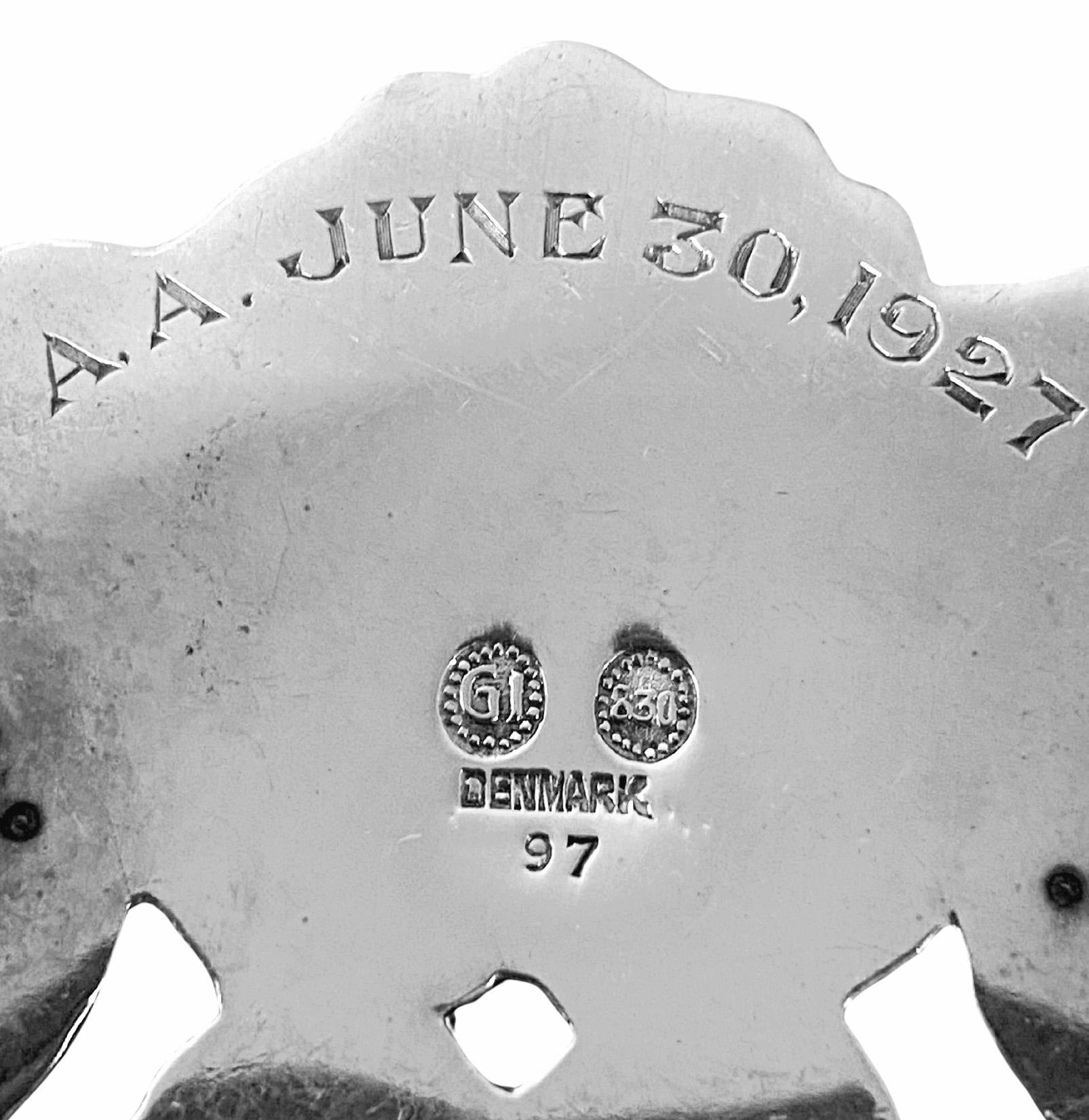 Antike Georg Jensen frühe Brosche 830 std C.1927 im Angebot 1