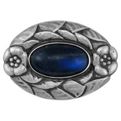 Antique Georg Jensen Labradorite Brooch, Denmark, 1915-1927