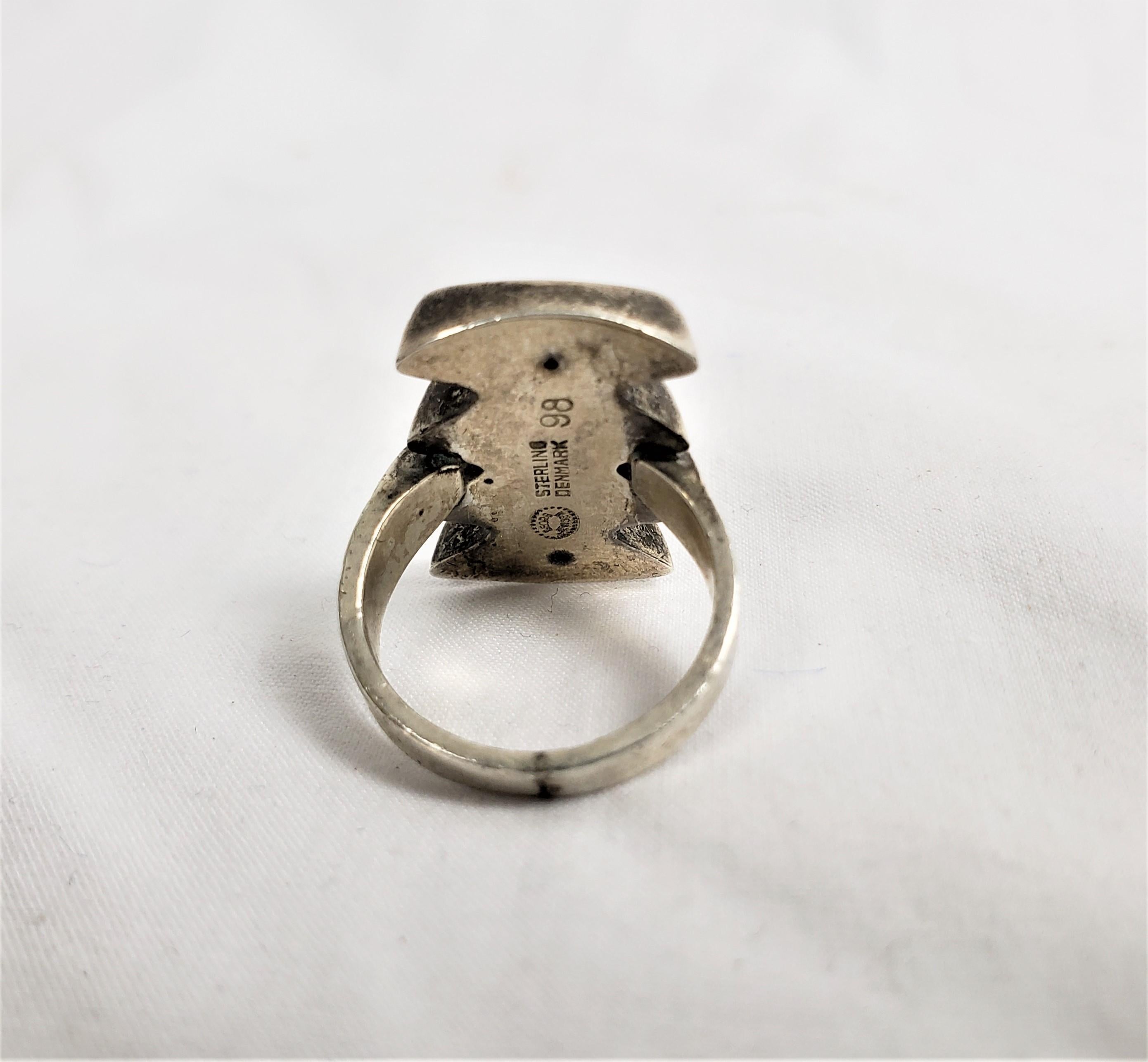 Danish Antique Georg Jensen Ladies Sterling Silver Ring with a Geometric Design For Sale