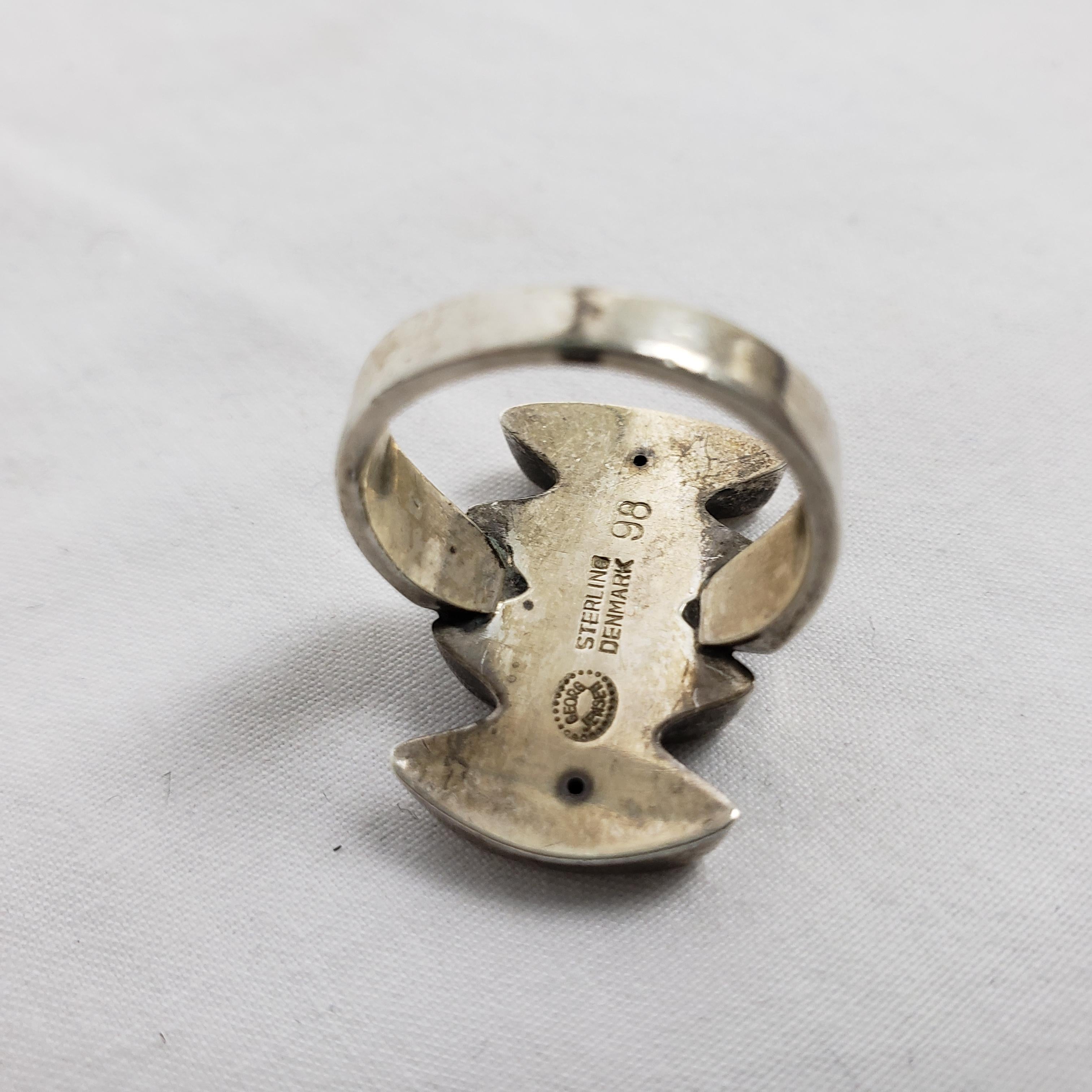 20th Century Antique Georg Jensen Ladies Sterling Silver Ring with a Geometric Design For Sale